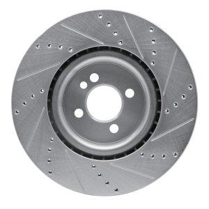 Mini Cooper Brake Rotor (1) - Front Left - R1 Concepts - Drilled & Slotted - Silver - 2013